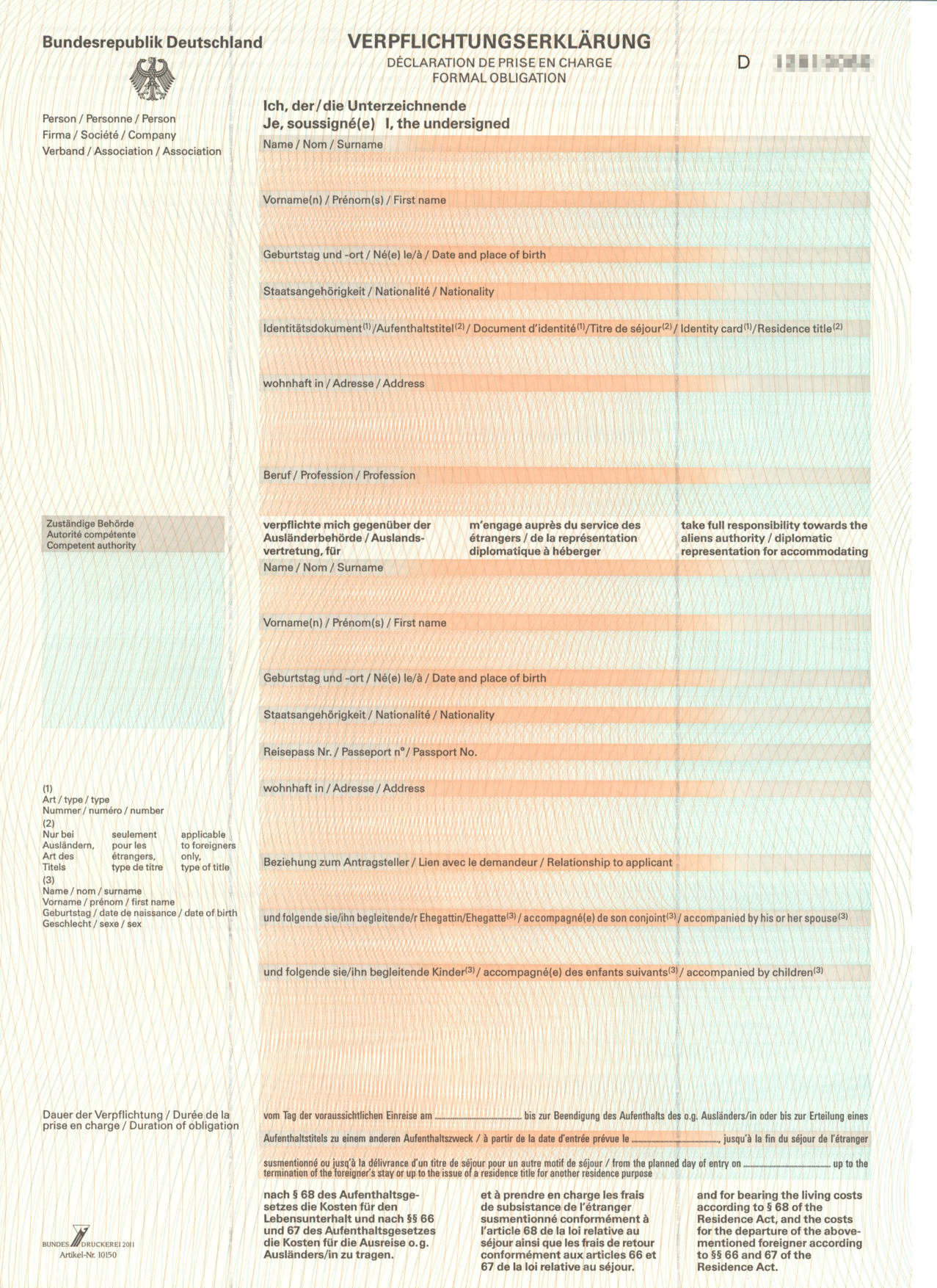 verpflichtungserklärung formular baden württemberg pdf